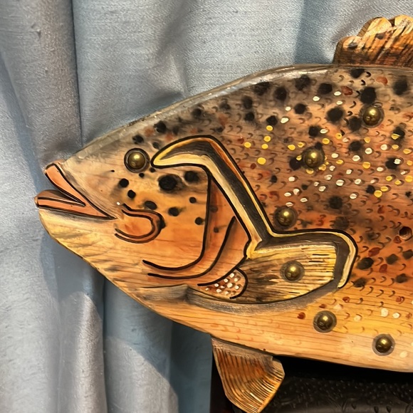 Large Handcrafted Wooden Fish Man Cave Cabin Decor Handpainted Ready for a Clock - Picture 2 of 9